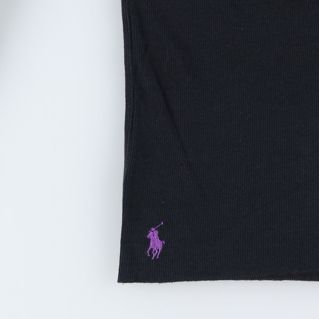 Ralph Lauren SPORT Henley Neck Thermal Long-Sleeve T-Shirt, Women's Size M (approx.) others black type Vintage Second Hand