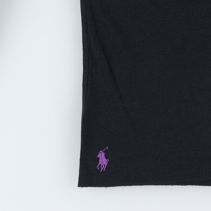Ralph Lauren SPORT Henley Neck Thermal Long-Sleeve T-Shirt, Women's Size M (approx.) others black type Vintage Second Hand