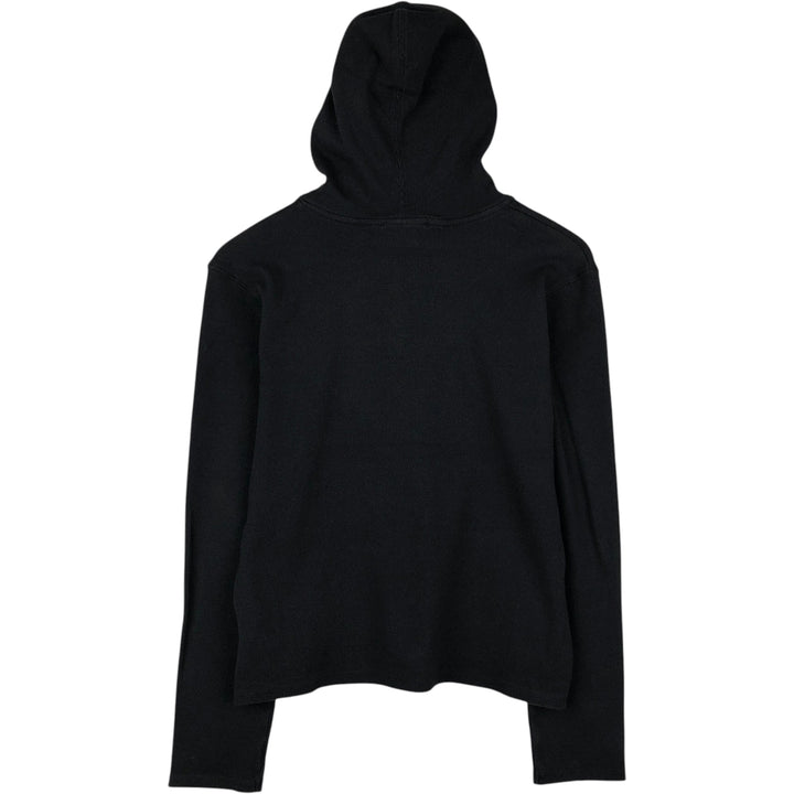 Harley-Davidson Hooded Motorcycle Henley Neck Thermal Long-Sleeve T-Shirt (Waffle Thread, Women's Size XL) cotton black type Vintage Second Hand