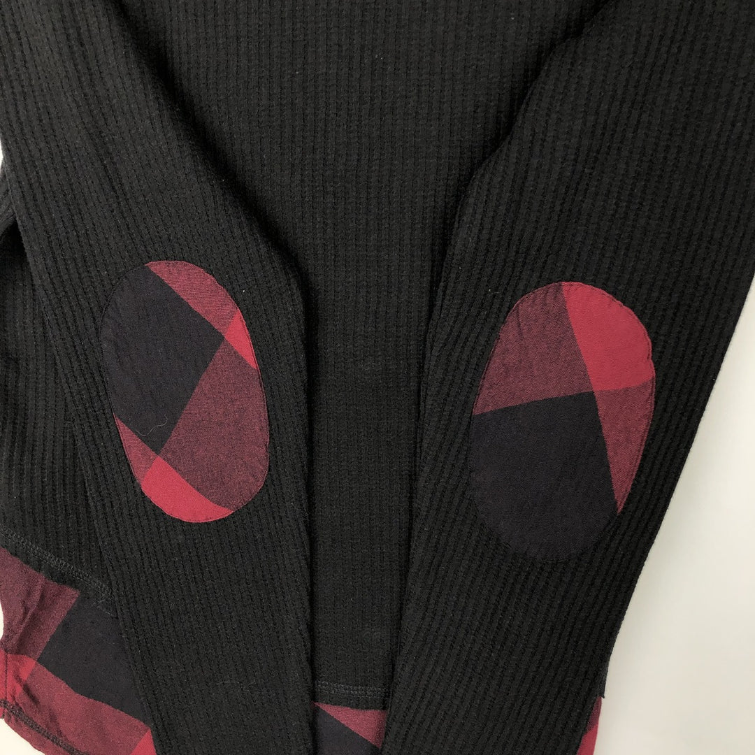 Harley-Davidson Check Pattern Motorcycle Slit Neck Thermal Long T-Shirt (Women's Size L) cotton black type Vintage Second Hand