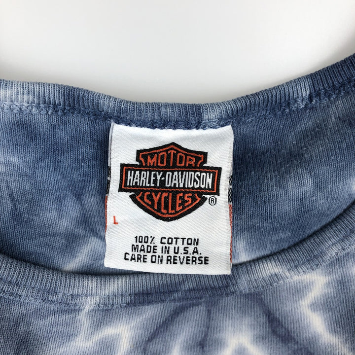 2000'S Harley-Davidson Tie-Dye Pattern Long-Sleeve T-Shirt, Made in USA, Women's Size L (approx.) cotton blue type Vintage Second Hand