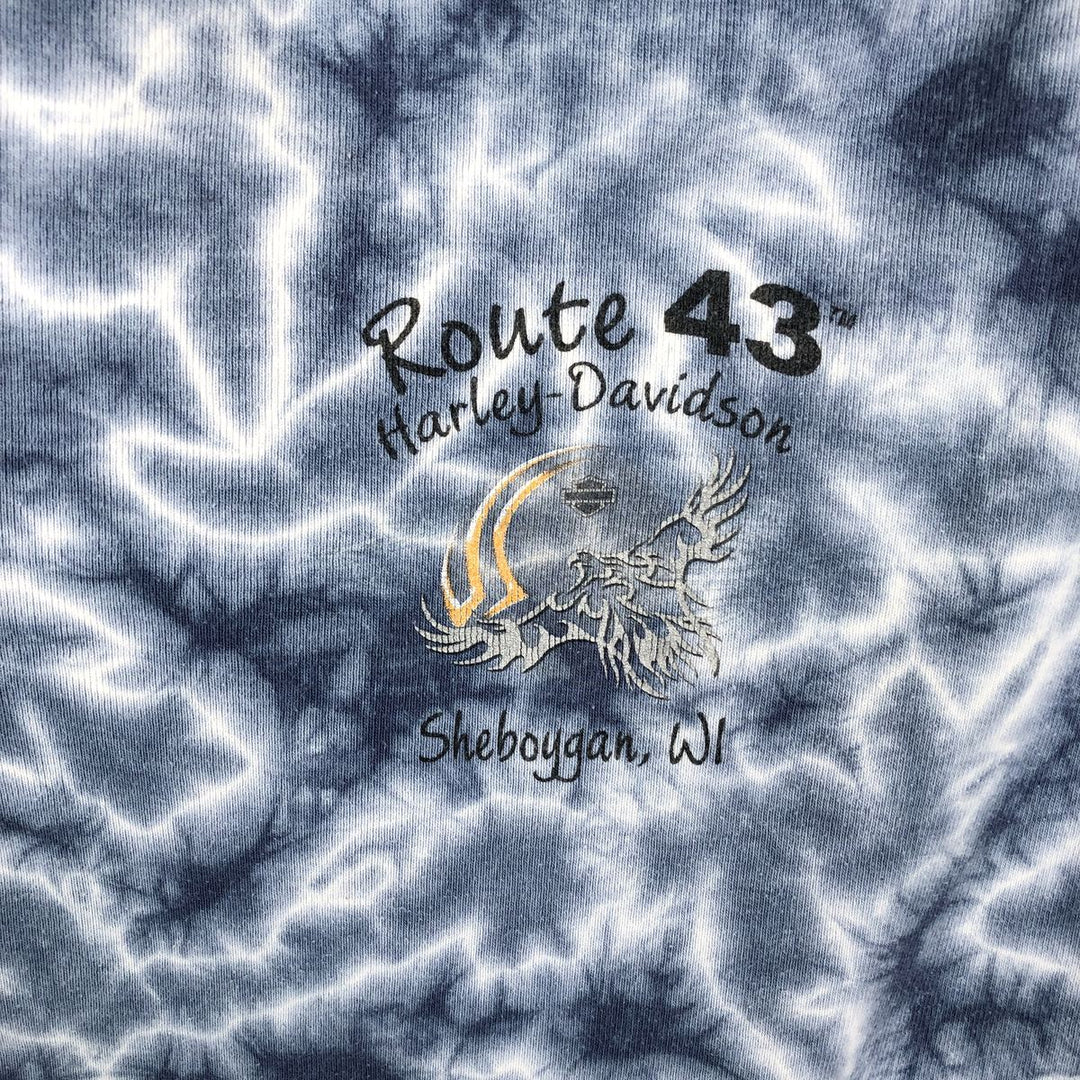 2000'S Harley-Davidson Tie-Dye Pattern Long-Sleeve T-Shirt, Made in USA, Women's Size L (approx.) cotton blue type Vintage Second Hand
