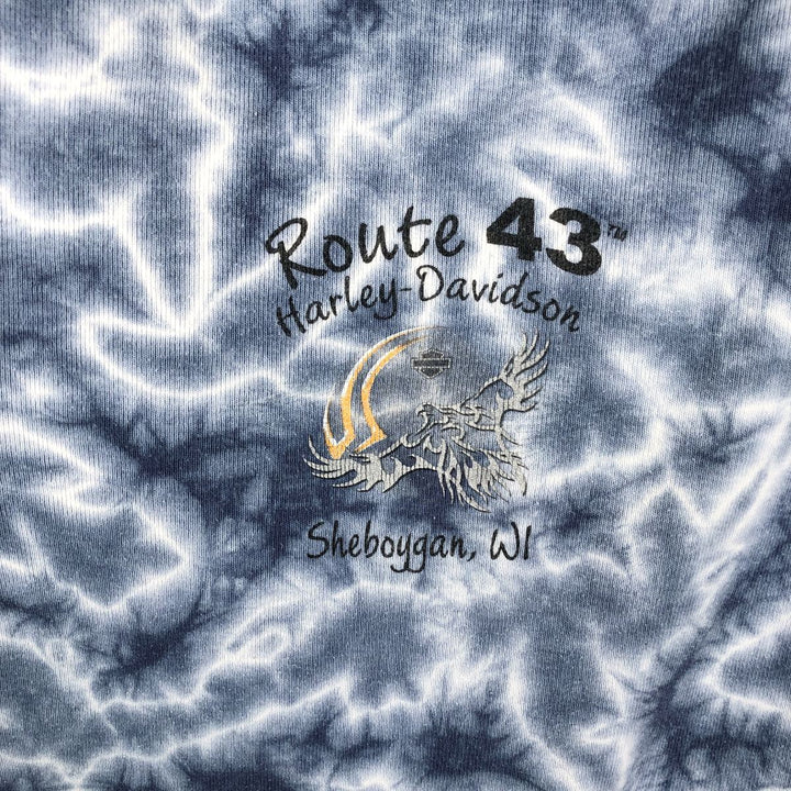 2000'S Harley-Davidson Tie-Dye Pattern Long-Sleeve T-Shirt, Made in USA, Women's Size L (approx.) cotton blue type Vintage Second Hand