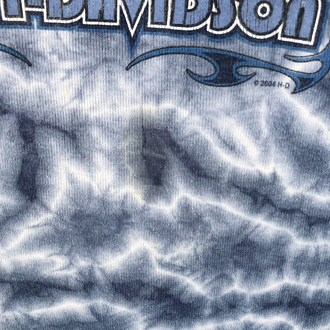 2000'S Harley-Davidson Tie-Dye Pattern Long-Sleeve T-Shirt, Made in USA, Women's Size L (approx.) cotton blue type Vintage Second Hand