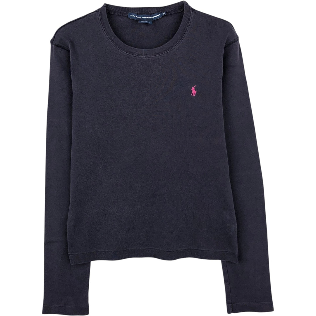 Ralph Lauren RALPH LAUREN SPORT long-sleeved T-shirt, women's size M cotton navy blue type Vintage Second Hand