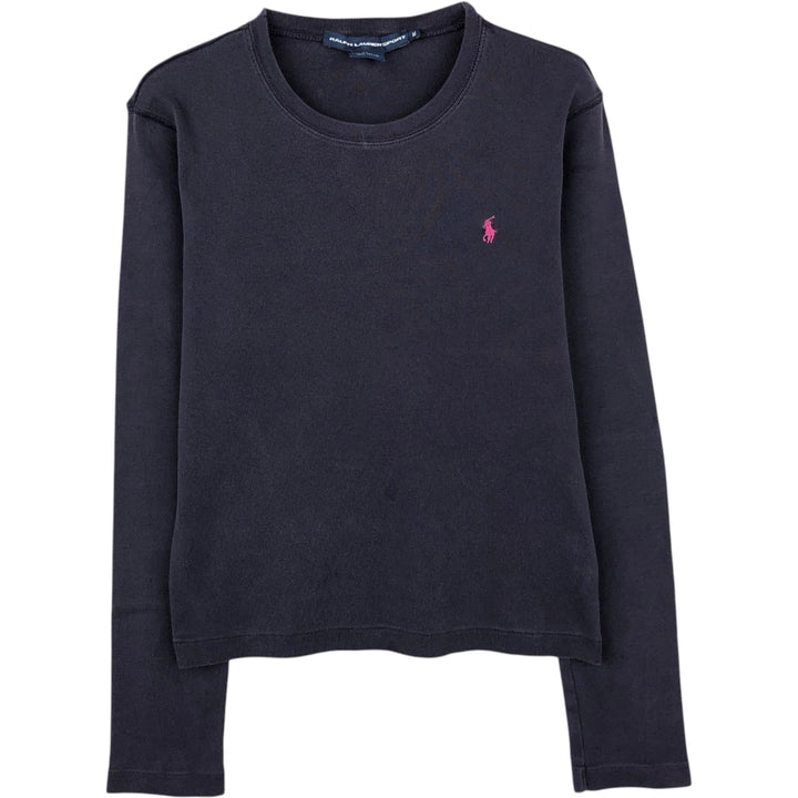 Ralph Lauren RALPH LAUREN SPORT long-sleeved T-shirt, women's size M cotton navy blue type Vintage Second Hand