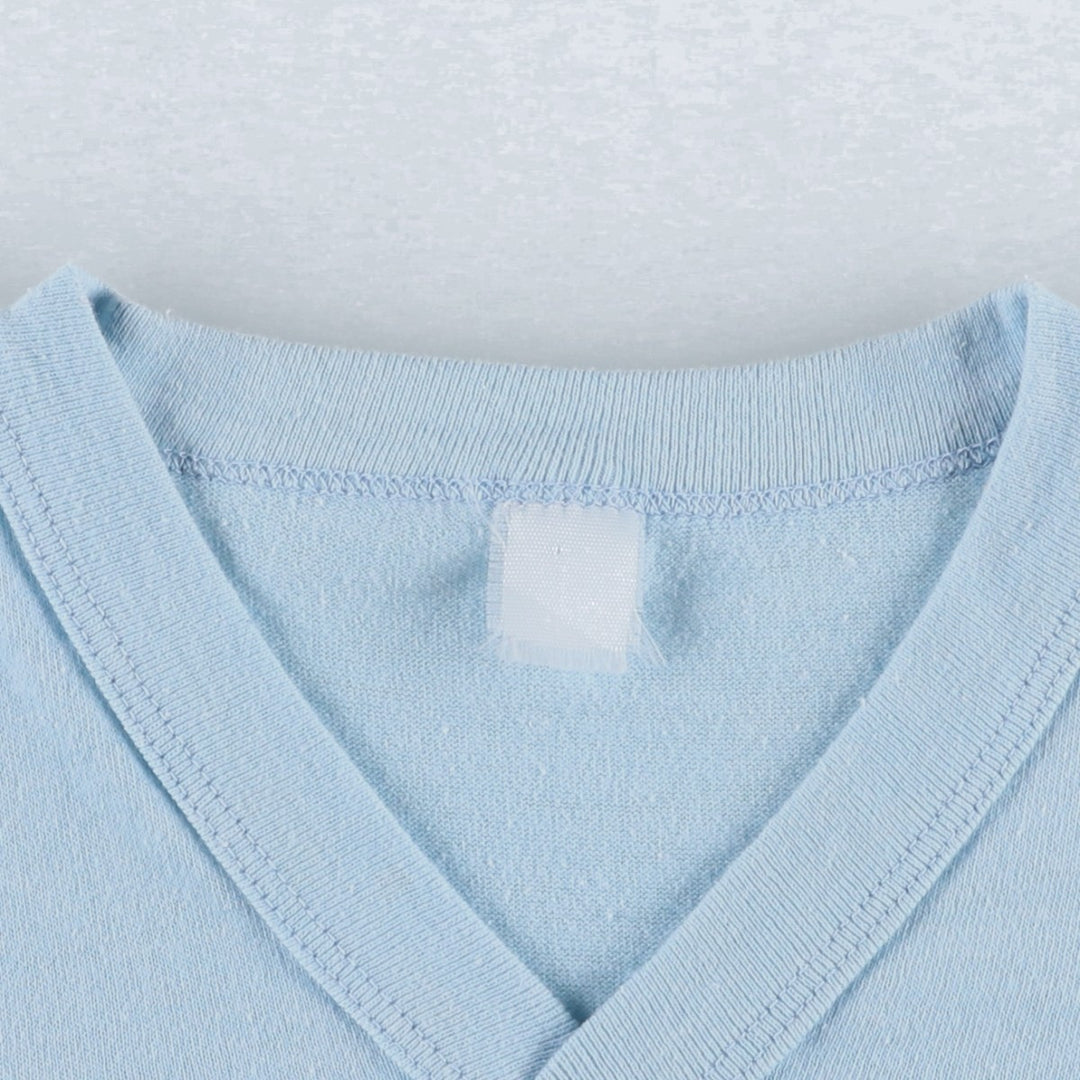 ~90'S V-neck football short-sleeve T-shirt, Made in USA, Women's XS equivalent, Vintage unclear Blue type light blue Vintage Second Hand