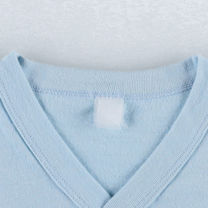~90'S V-neck football short-sleeve T-shirt, Made in USA, Women's XS equivalent, Vintage unclear Blue type light blue Vintage Second Hand