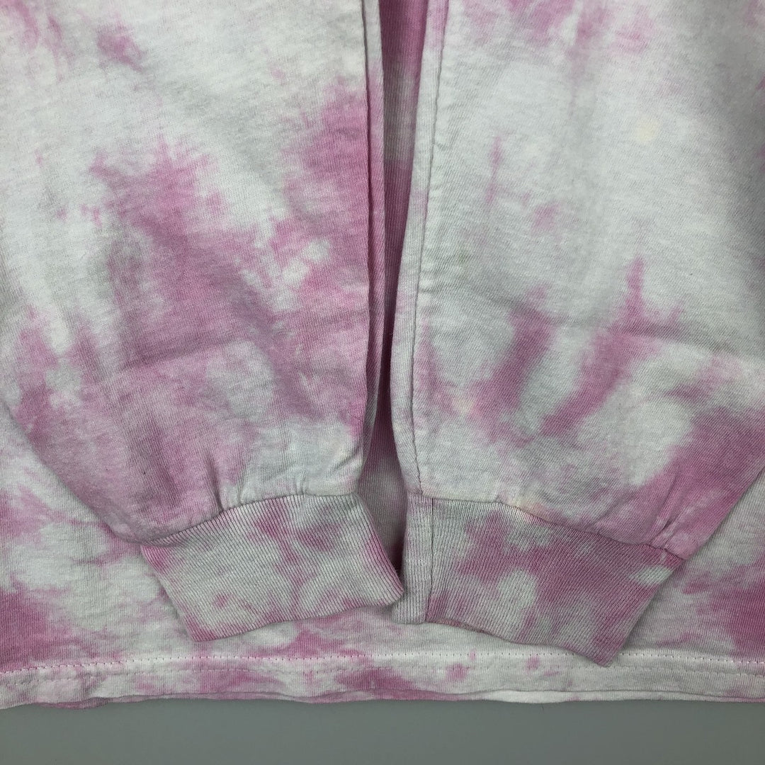 MTV Tie-Dye Pattern Butterfly Pattern Long-Sleeve T-Shirt (Women's Size M) cotton pink type Vintage Second Hand
