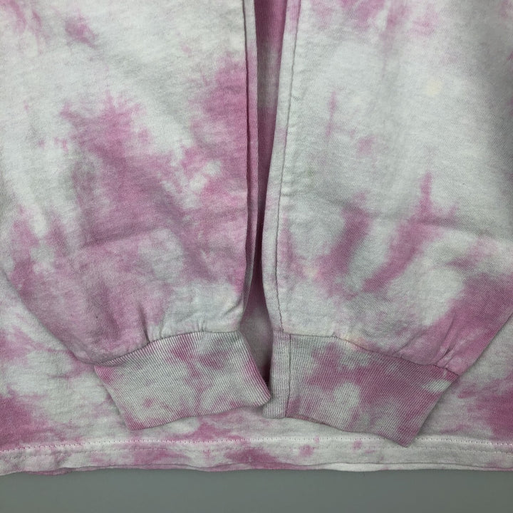 MTV Tie-Dye Pattern Butterfly Pattern Long-Sleeve T-Shirt (Women's Size M) cotton pink type Vintage Second Hand
