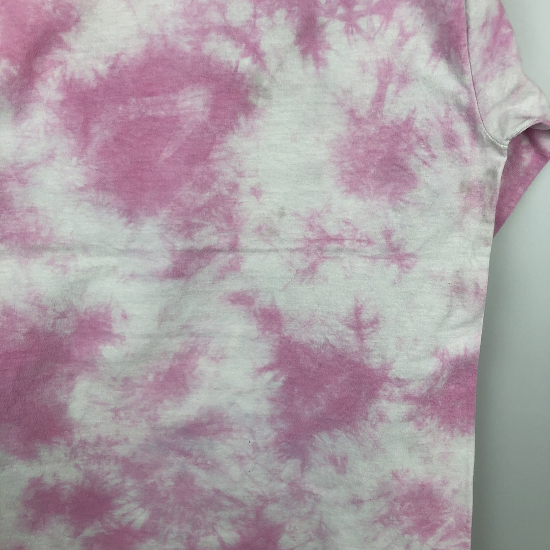 MTV Tie-Dye Pattern Butterfly Pattern Long-Sleeve T-Shirt (Women's Size M) cotton pink type Vintage Second Hand
