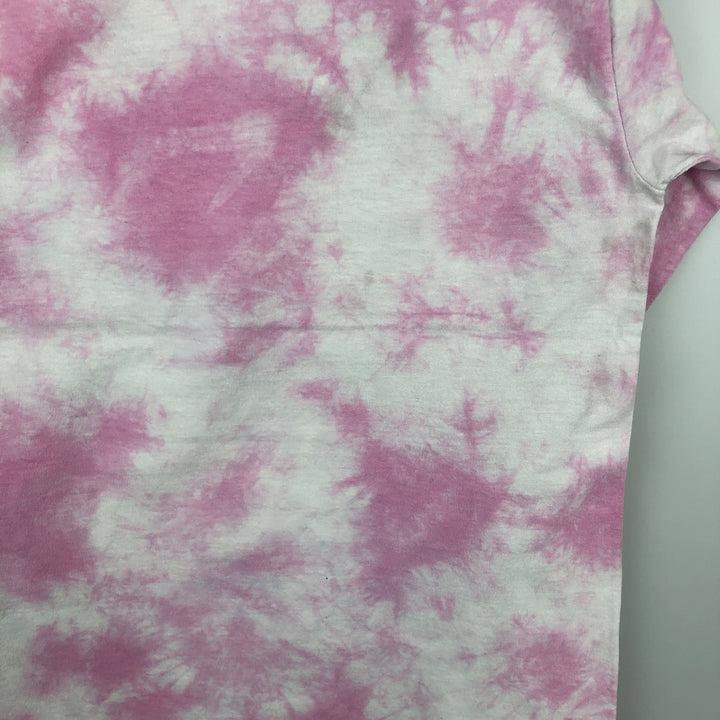 MTV Tie-Dye Pattern Butterfly Pattern Long-Sleeve T-Shirt (Women's Size M) cotton pink type Vintage Second Hand