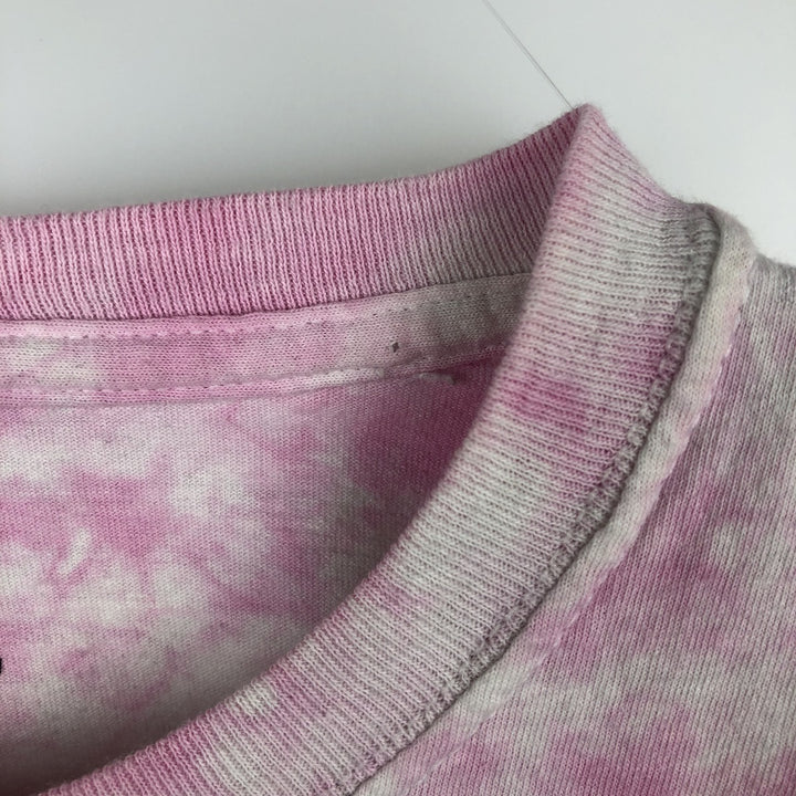 MTV Tie-Dye Pattern Butterfly Pattern Long-Sleeve T-Shirt (Women's Size M) cotton pink type Vintage Second Hand