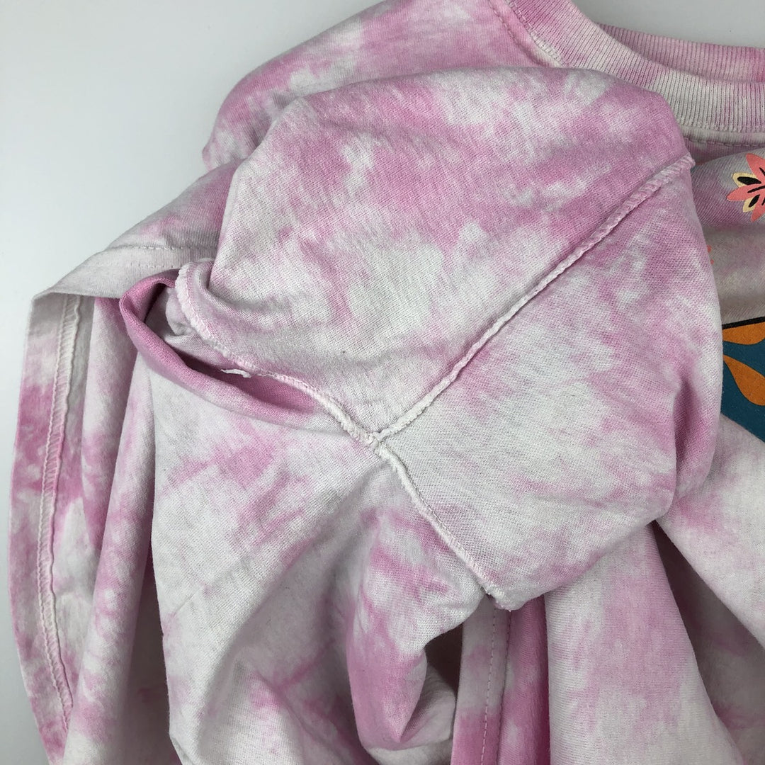 MTV Tie-Dye Pattern Butterfly Pattern Long-Sleeve T-Shirt (Women's Size M) cotton pink type Vintage Second Hand