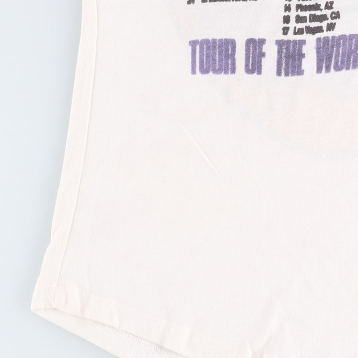 JUNK FOOD BON JOVI 3/4 Sleeve Cut-Off Raglan Band T-Shirt (USA Made, Women's Size M) cotton white type Vintage Second Hand