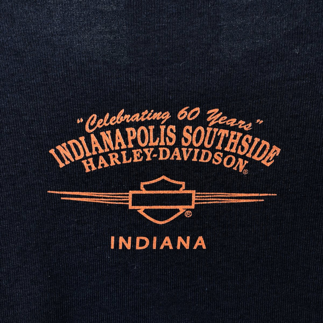 2000'S Harley-Davidson Long-Sleeve T-Shirt, Made in USA, Women's Size L (approx.), Motorcycle cotton navy blue type Vintage Second Hand
