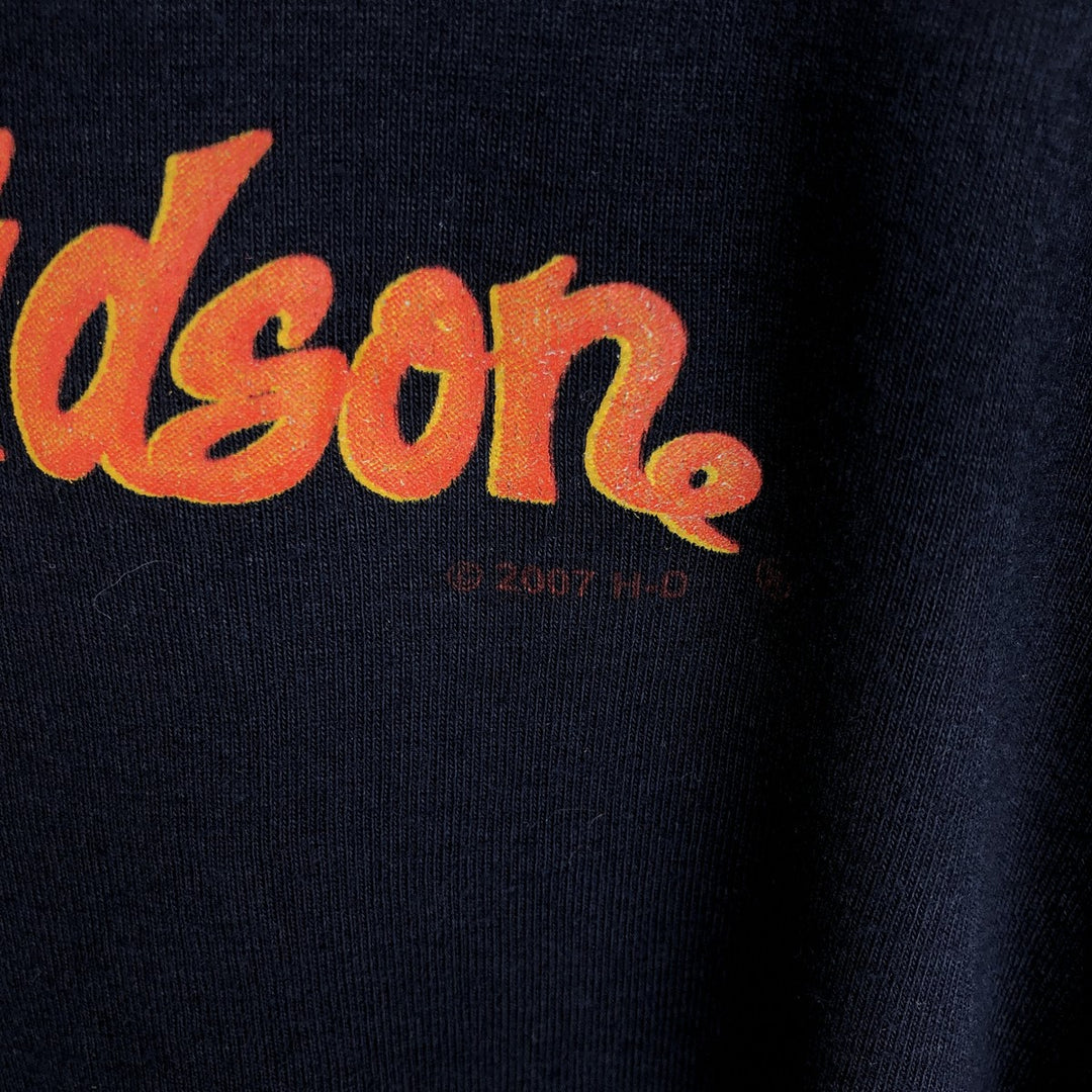 2000'S Harley-Davidson Long-Sleeve T-Shirt, Made in USA, Women's Size L (approx.), Motorcycle cotton navy blue type Vintage Second Hand