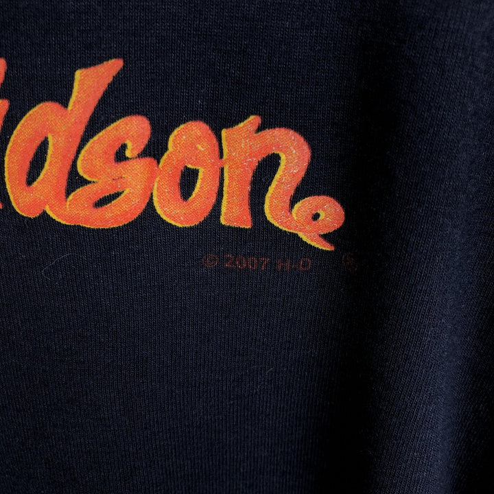2000'S Harley-Davidson Long-Sleeve T-Shirt, Made in USA, Women's Size L (approx.), Motorcycle cotton navy blue type Vintage Second Hand