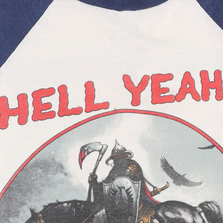80'S Molly Hatchet V-neck 3/4 sleeve cut-off raglan band t-shirt, women's size S equivalent, vintage. unclear white type Vintage Second Hand