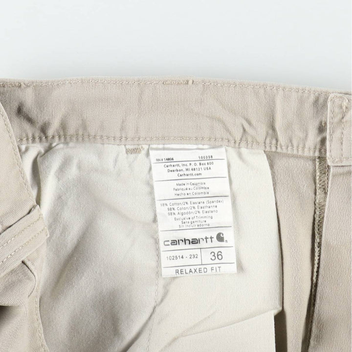 Carhartt Relaxed Fit Duck Work Shorts, Men's Size 36 cotton Beige type Vintage Second Hand