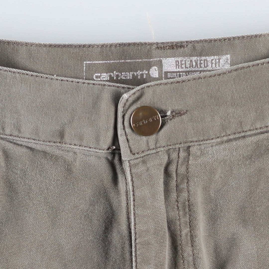 Carhartt Relaxed Fit Duck Painter Shorts, Men's W37 cotton Khaki type sage green Vintage Second Hand
