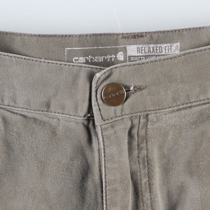 Carhartt Relaxed Fit Duck Painter Shorts, Men's W37 cotton Khaki type sage green Vintage Second Hand