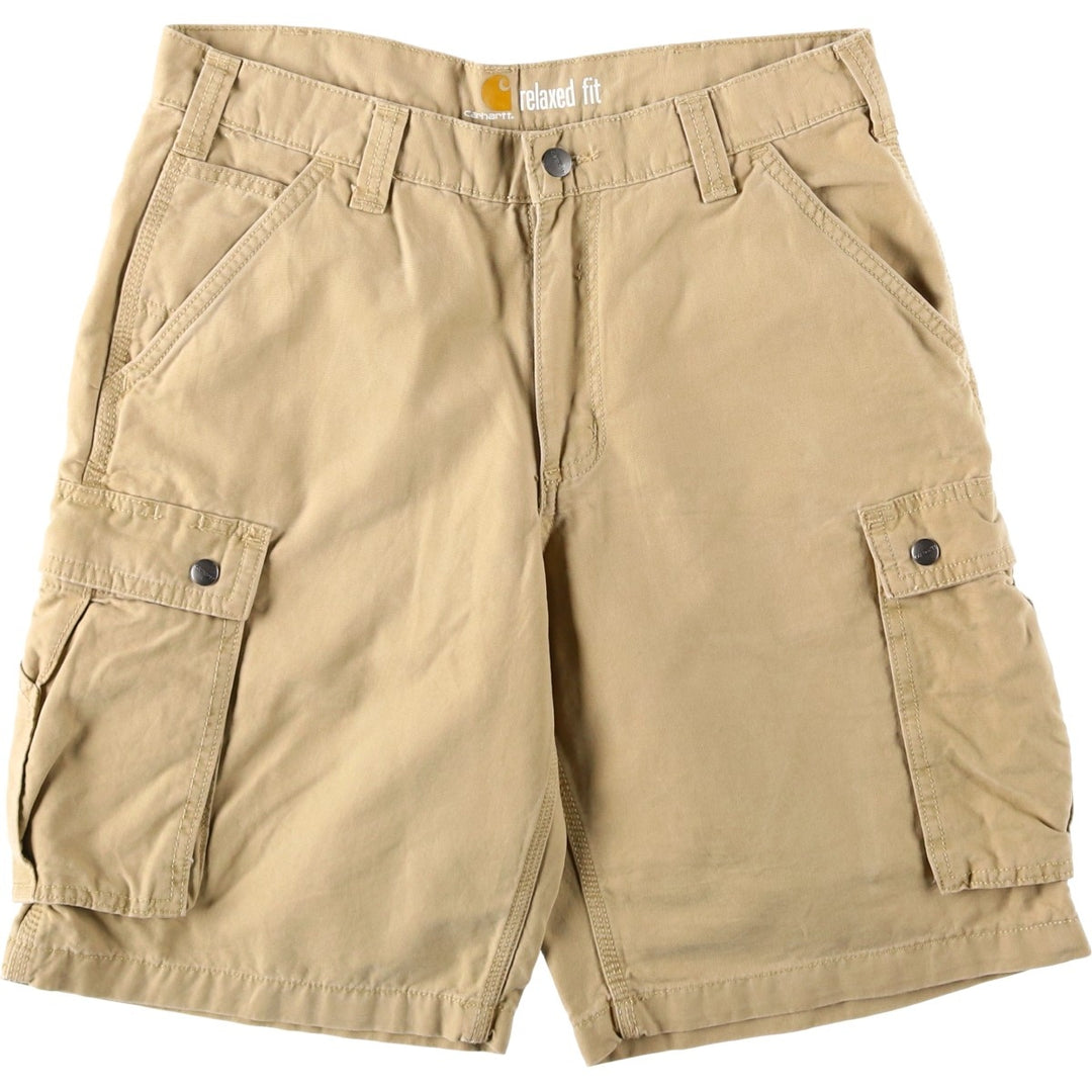Carhartt Relaxed Fit Duck Cargo Shorts, Men's, W33 equivalent cotton Beige type Vintage Second Hand