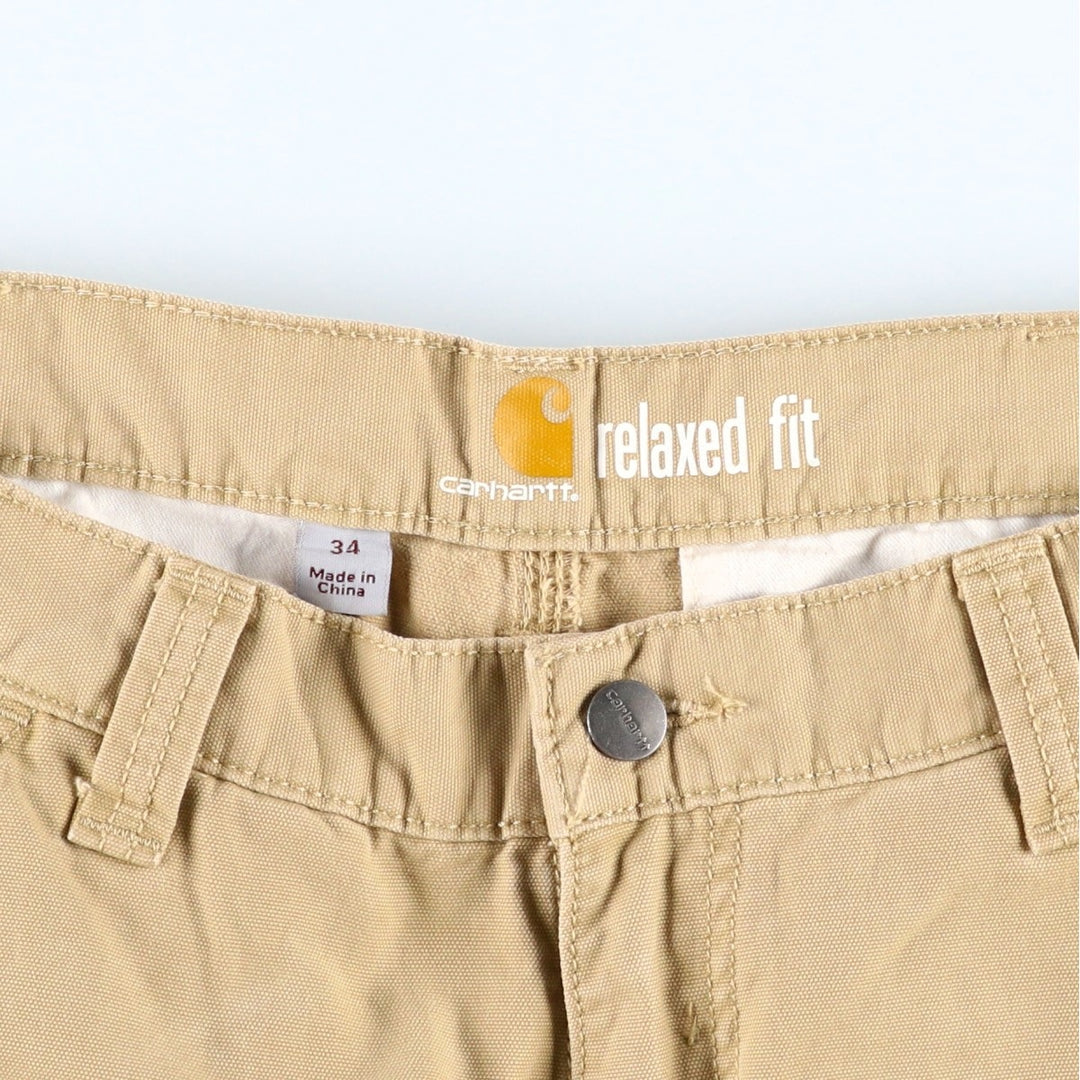 Carhartt Relaxed Fit Duck Cargo Shorts, Men's, W33 equivalent cotton Beige type Vintage Second Hand