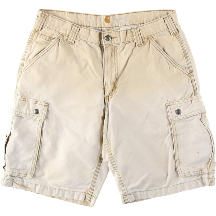 Carhartt Relaxed Fit Duck Cargo Shorts, Men's, W33 equivalent cotton unbleached Vintage Second Hand