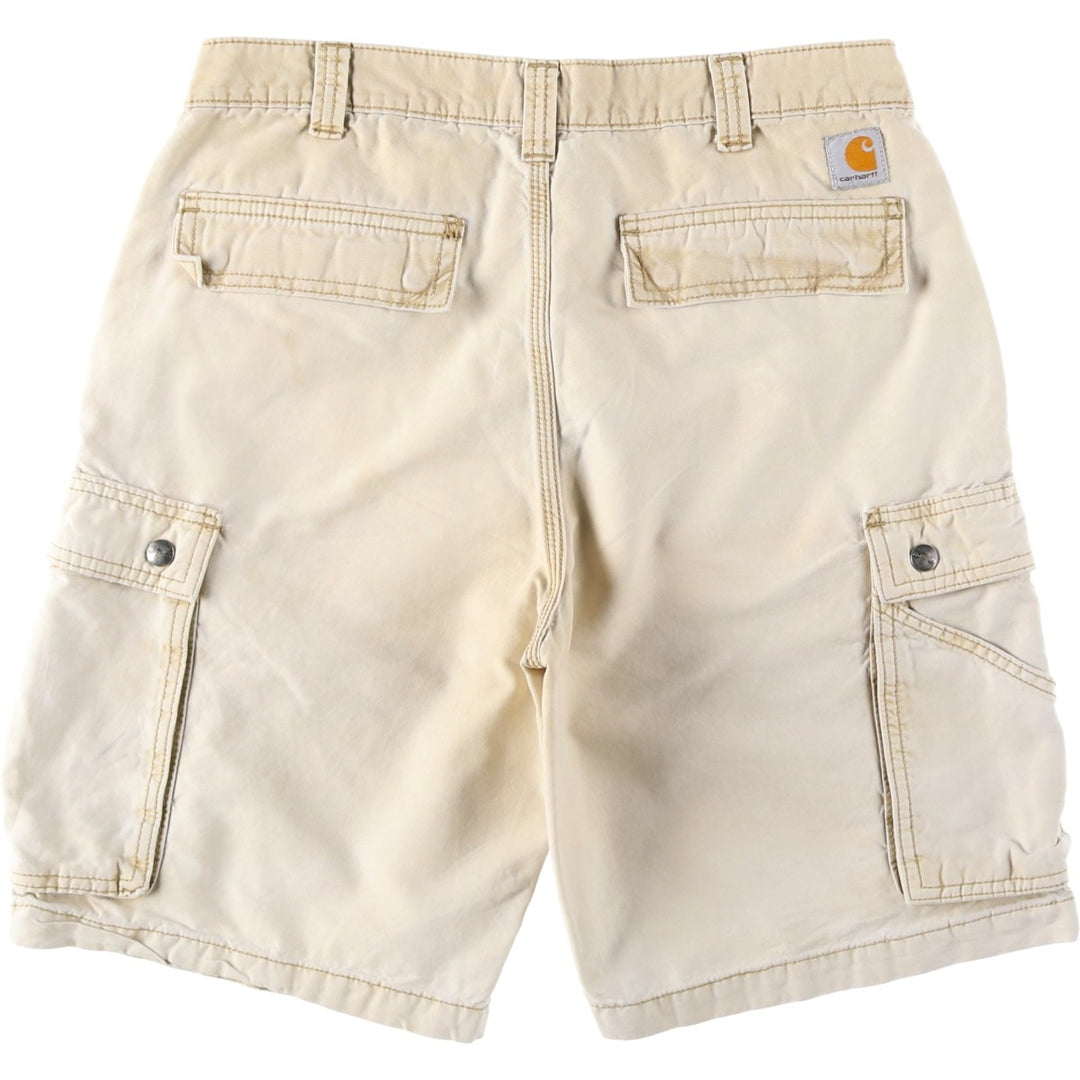 Carhartt Relaxed Fit Duck Cargo Shorts, Men's, W33 equivalent cotton unbleached Vintage Second Hand