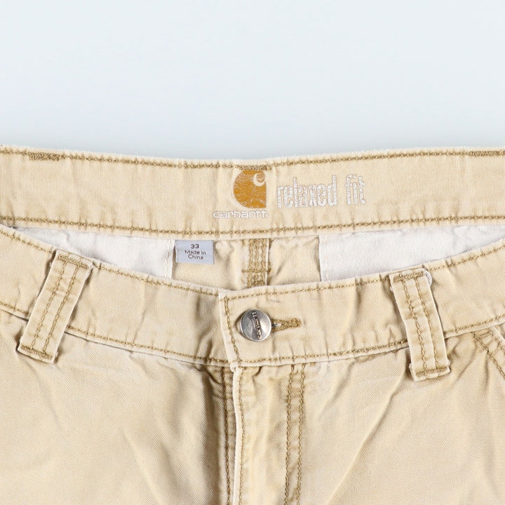 Carhartt Relaxed Fit Duck Cargo Shorts, Men's, W33 equivalent cotton unbleached Vintage Second Hand