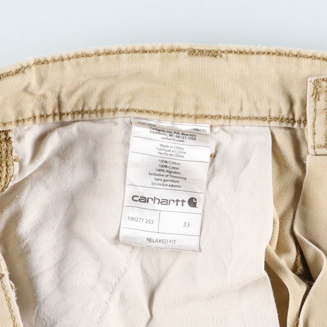 Carhartt Relaxed Fit Duck Cargo Shorts, Men's, W33 equivalent cotton unbleached Vintage Second Hand