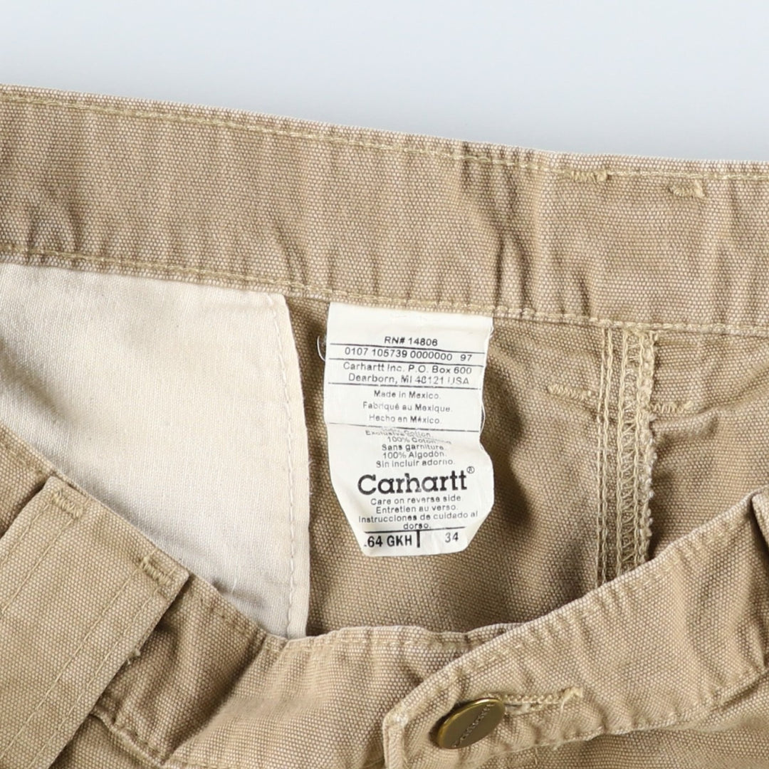 2000'S Carhartt Duck Cargo Shorts, Men's Size W35 (approx.) cotton Beige type Vintage Second Hand