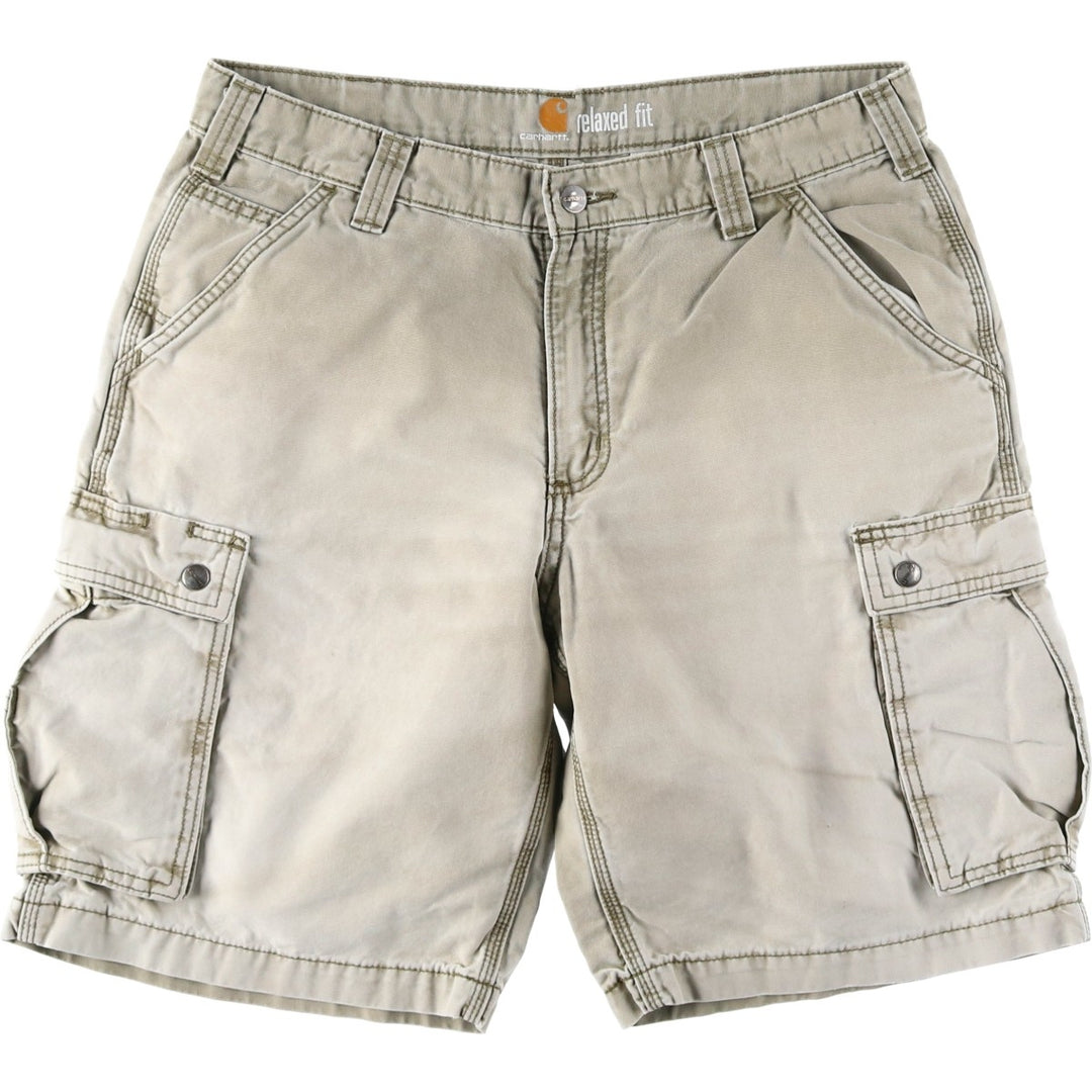 Carhartt Relaxed Fit Duck Cargo Shorts, Men's, W35 equivalent cotton Khaki type Vintage Second Hand