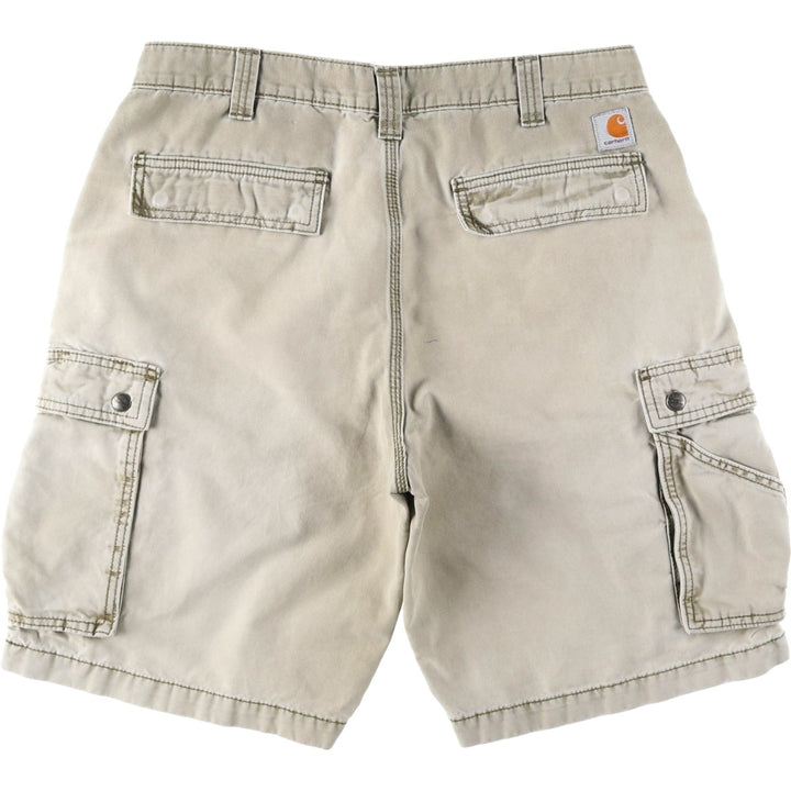 Carhartt Relaxed Fit Duck Cargo Shorts, Men's, W35 equivalent cotton Khaki type Vintage Second Hand