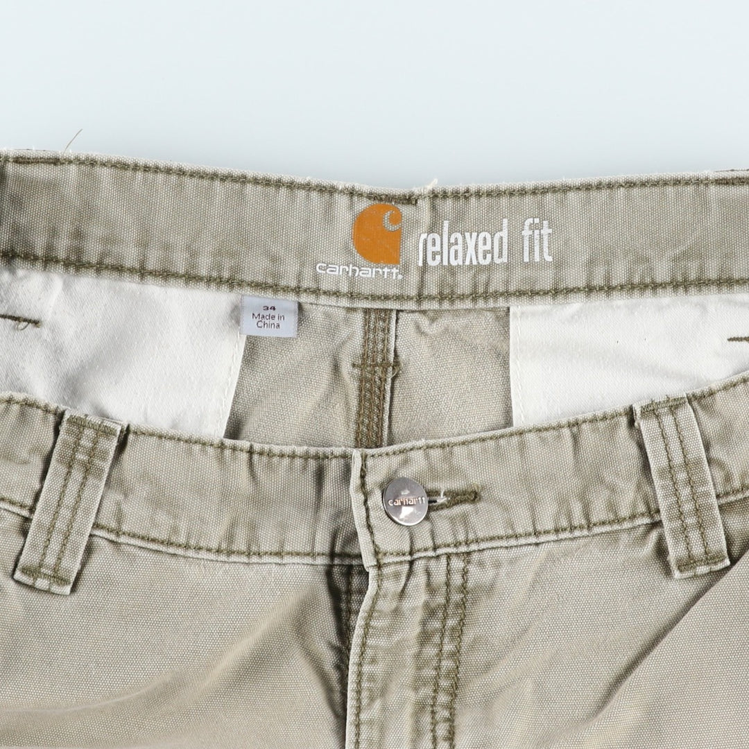 Carhartt Relaxed Fit Duck Cargo Shorts, Men's, W35 equivalent cotton Khaki type Vintage Second Hand