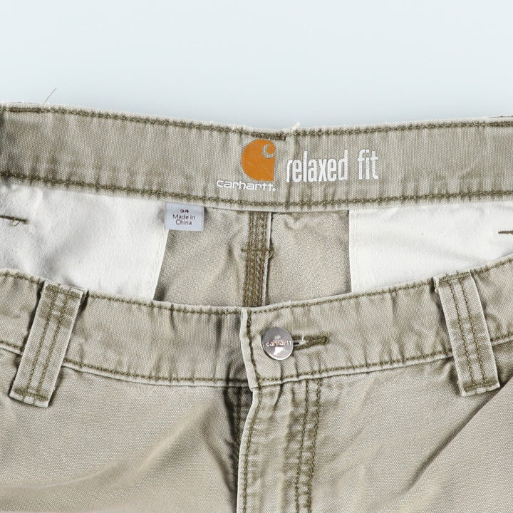 Carhartt Relaxed Fit Duck Cargo Shorts, Men's, W35 equivalent cotton Khaki type Vintage Second Hand