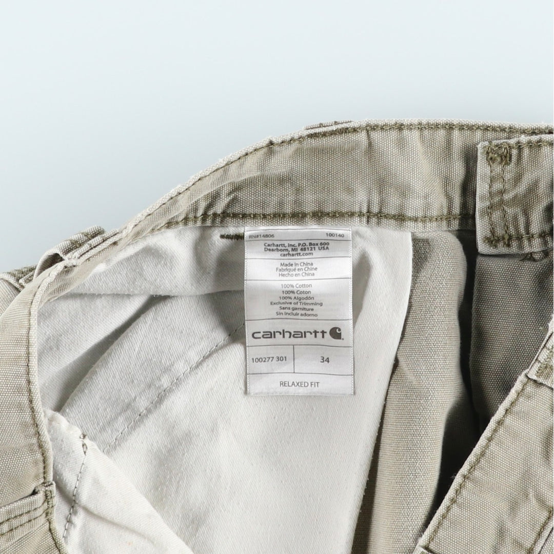 Carhartt Relaxed Fit Duck Cargo Shorts, Men's, W35 equivalent cotton Khaki type Vintage Second Hand