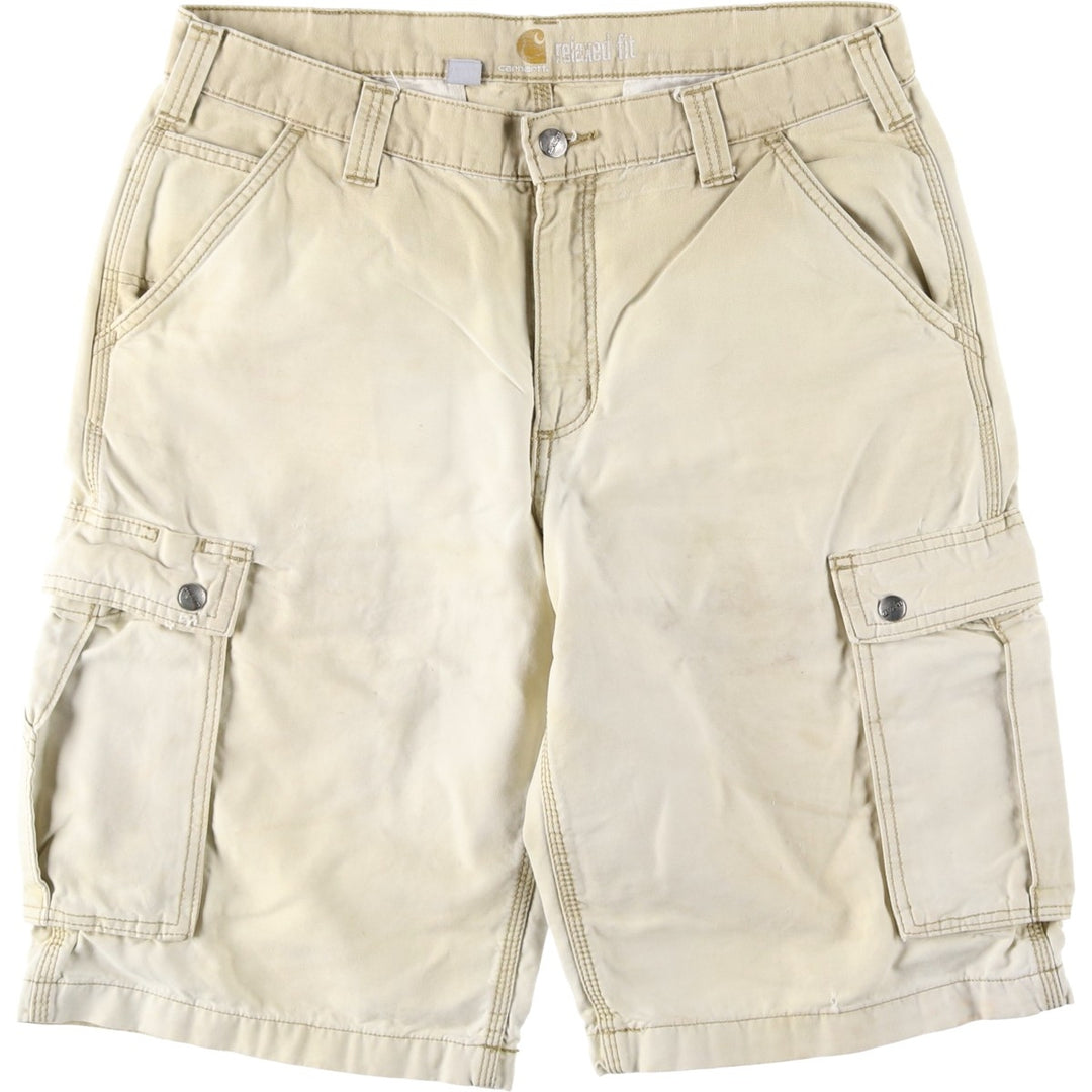 Carhartt Relaxed Fit Duck Cargo Shorts, Men's, W35 equivalent cotton unbleached Vintage Second Hand