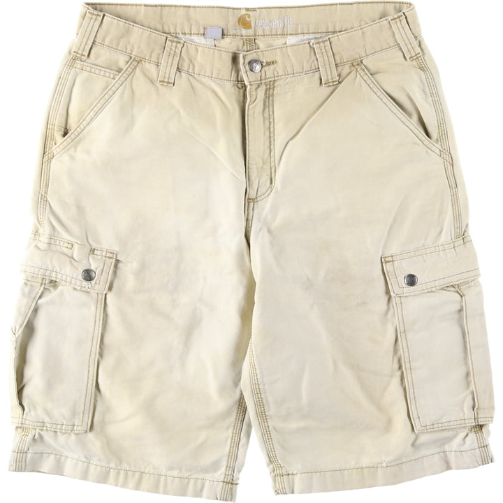 Carhartt Relaxed Fit Duck Cargo Shorts, Men's, W35 equivalent cotton unbleached Vintage Second Hand