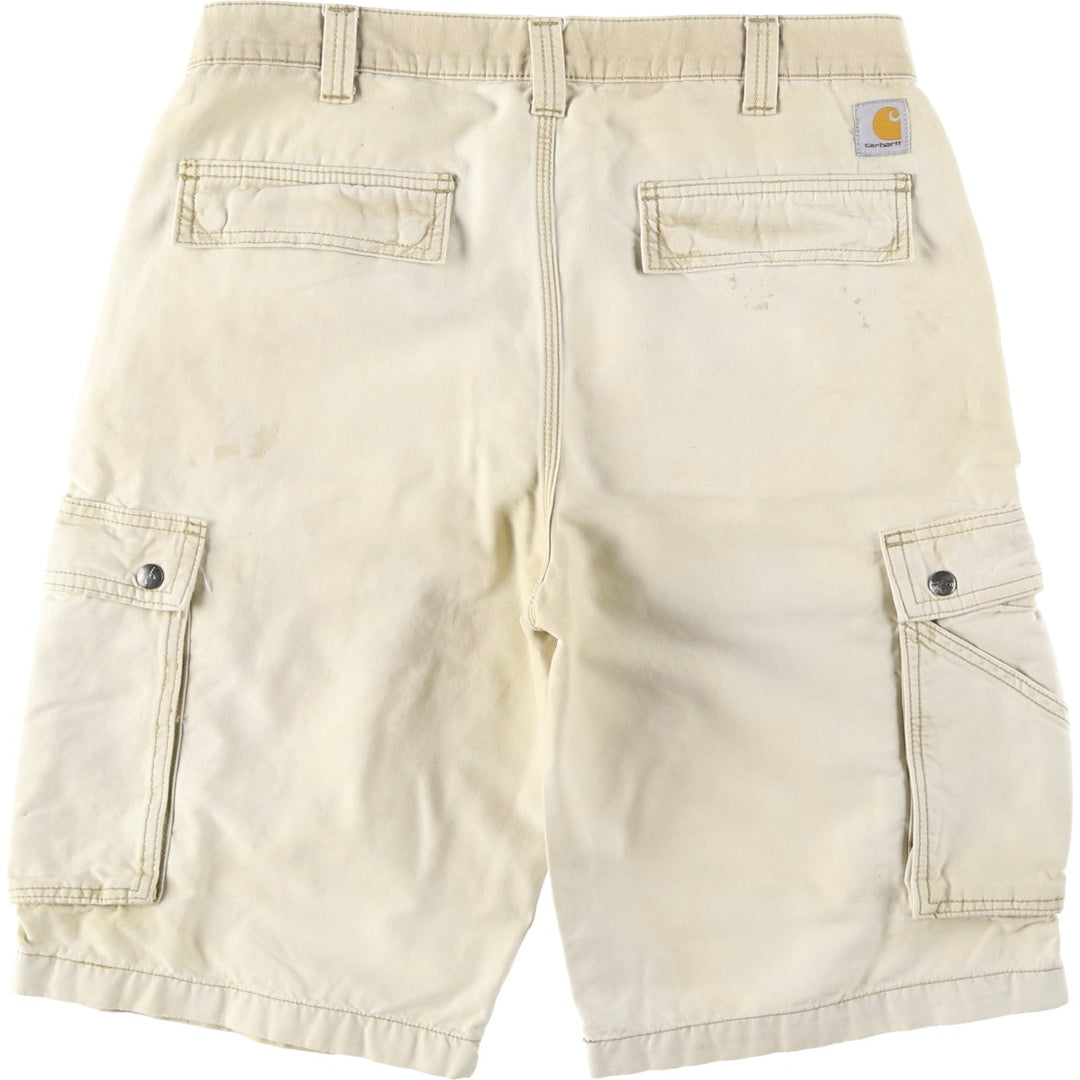 Carhartt Relaxed Fit Duck Cargo Shorts, Men's, W35 equivalent cotton unbleached Vintage Second Hand