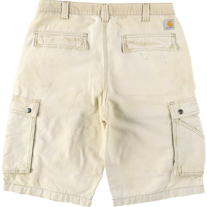 Carhartt Relaxed Fit Duck Cargo Shorts, Men's, W35 equivalent cotton unbleached Vintage Second Hand