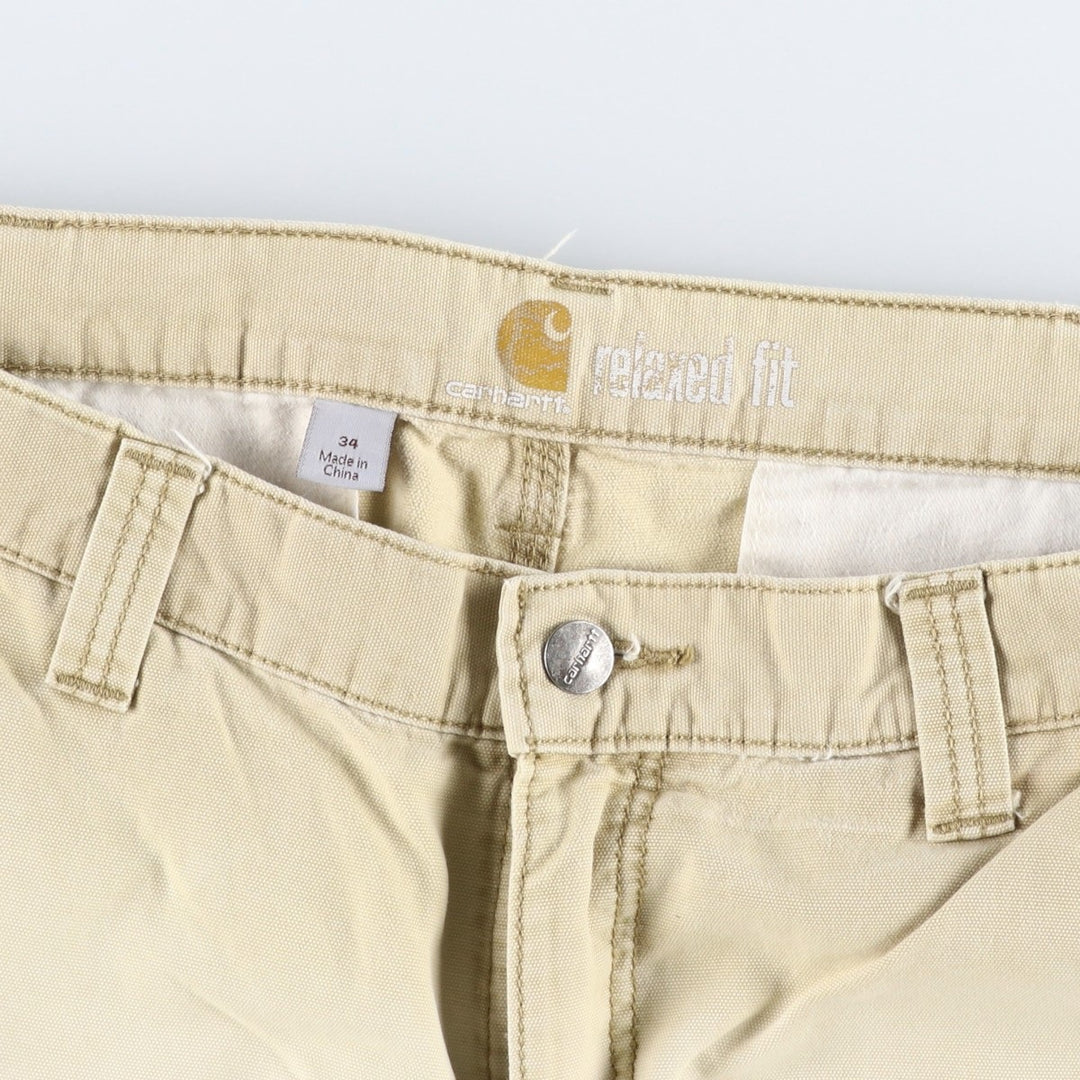 Carhartt Relaxed Fit Duck Cargo Shorts, Men's, W35 equivalent cotton unbleached Vintage Second Hand
