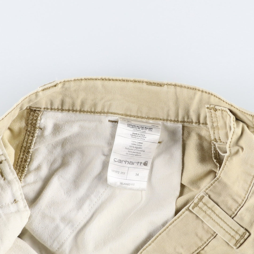 Carhartt Relaxed Fit Duck Cargo Shorts, Men's, W35 equivalent cotton unbleached Vintage Second Hand