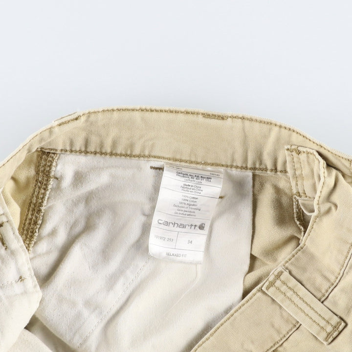 Carhartt Relaxed Fit Duck Cargo Shorts, Men's, W35 equivalent cotton unbleached Vintage Second Hand