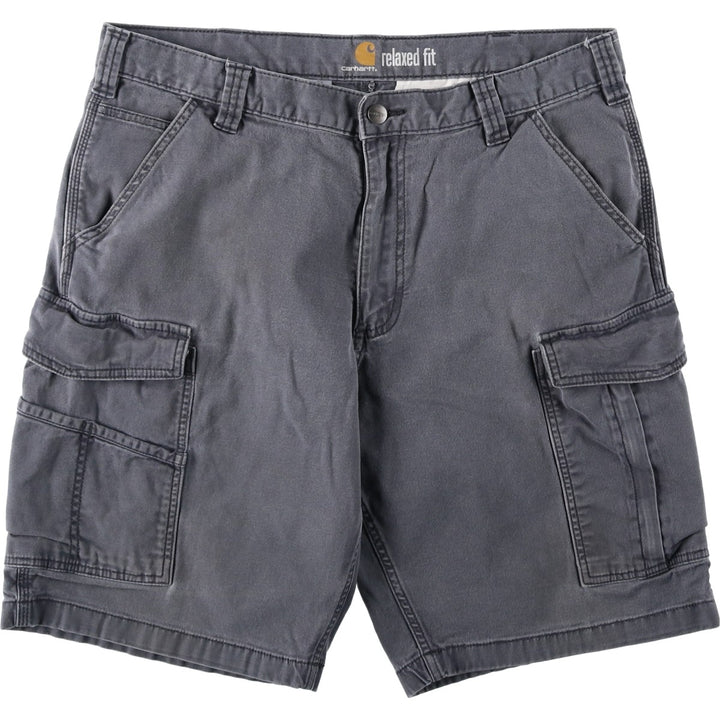 Carhartt Relaxed Fit Duck Cargo Shorts, Men's, W36 cotton Charcoal Vintage Second Hand