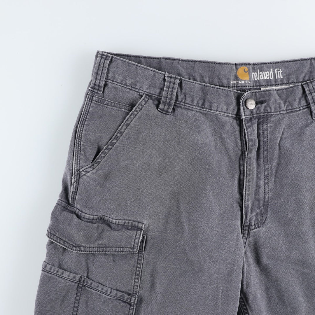 Carhartt Relaxed Fit Duck Cargo Shorts, Men's, W36 cotton Charcoal Vintage Second Hand