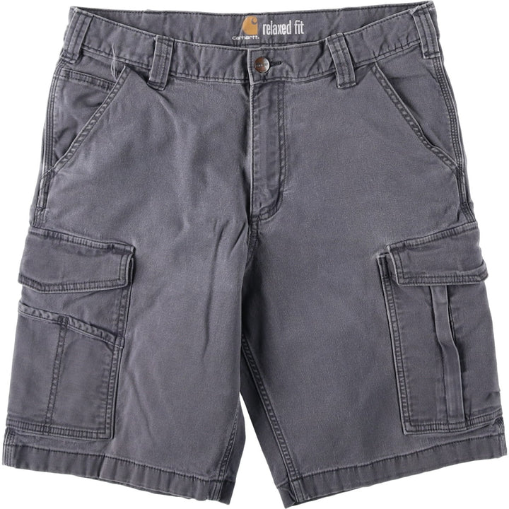 Carhartt Relaxed Fit Duck Cargo Shorts, Men's, W33 equivalent cotton Charcoal Vintage Second Hand