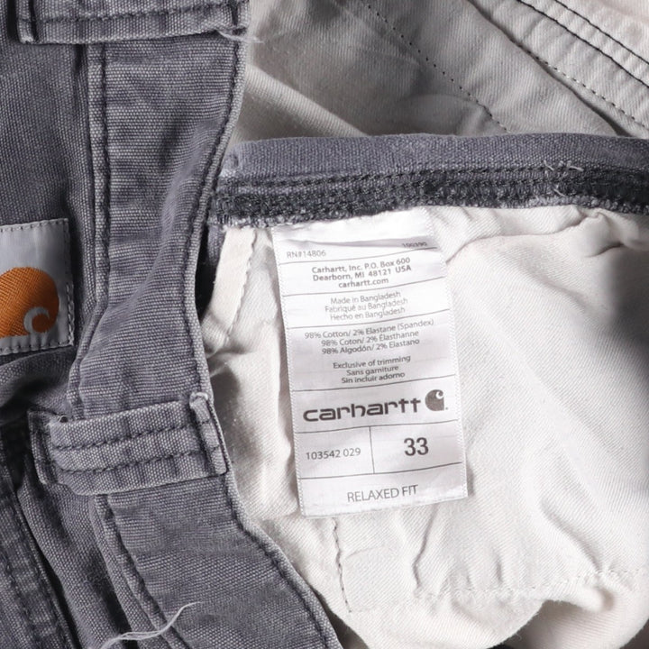 Carhartt Relaxed Fit Duck Cargo Shorts, Men's, W33 equivalent cotton Charcoal Vintage Second Hand