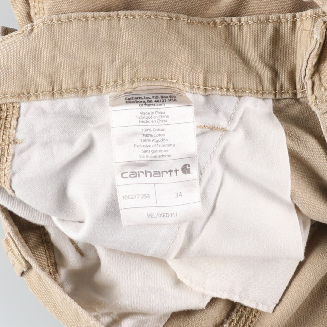 Carhartt Relaxed Fit Duck Cargo Shorts, Men's, W34 equivalent cotton Beige type Vintage Second Hand